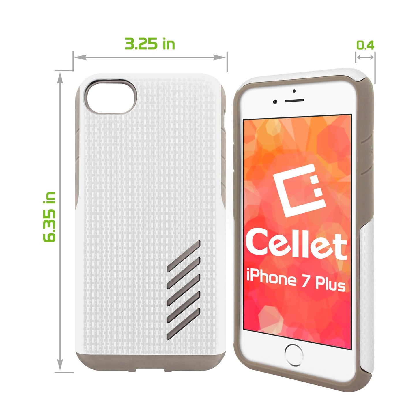 CCIPH7P5WT - iPhone 7/ 8 Plus Dual Layer Anti-Slip Aviator Series Heavy Duty Phone Case - White/ Gray