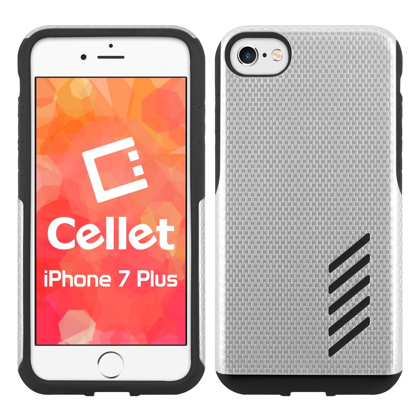 CCIPH7P5SL - Cellet Dual Layer Anti-Slip Aviator Series Case for Apple iPhone 8/7 Plus - Chrome/Black