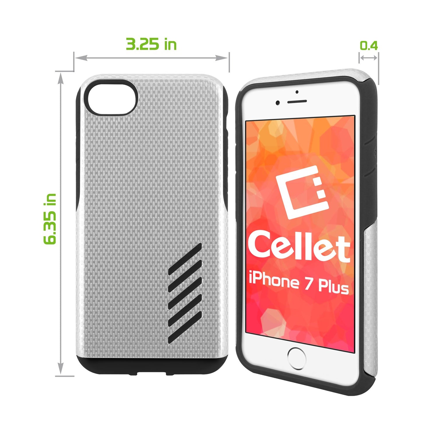 CCIPH7P5SL - Cellet Dual Layer Anti-Slip Aviator Series Case for Apple iPhone 8/7 Plus - Chrome/Black