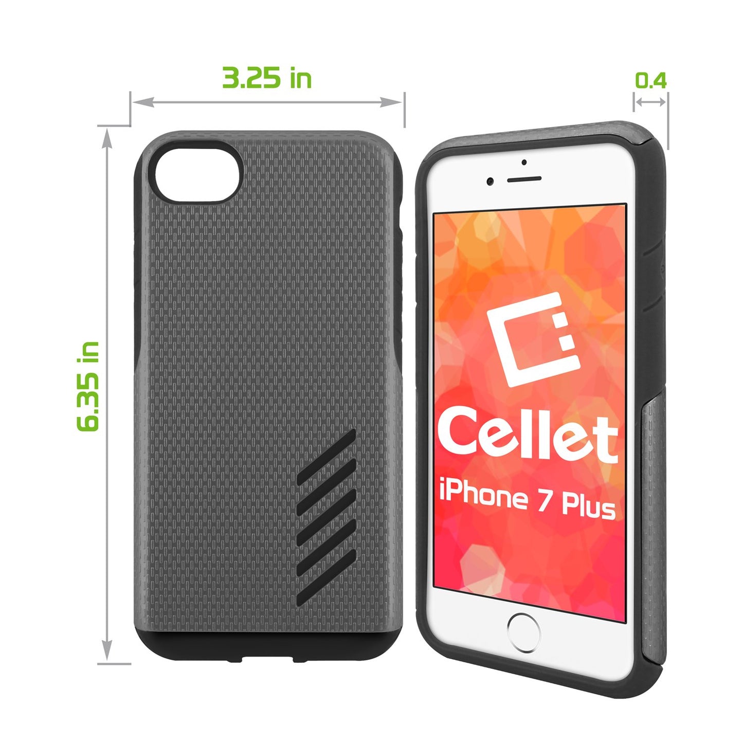 CCIPH7P5GY - iPhone 7/ 8 Plus Dual Layer Anti-Slip Aviator Series Heavy Duty Phone Case - Space Gray/Black