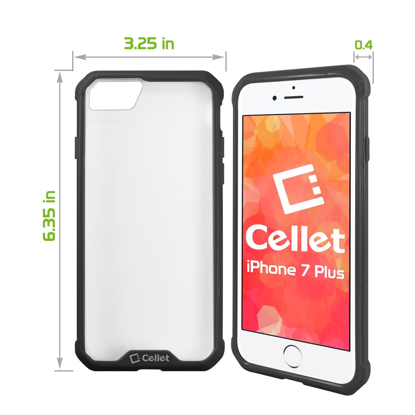 CCIPH7P6BK - iPhone 7/ 8 Plus Heavy Duty HD Clear Ultra Slim Hybrid Phone Case - Black/Clear