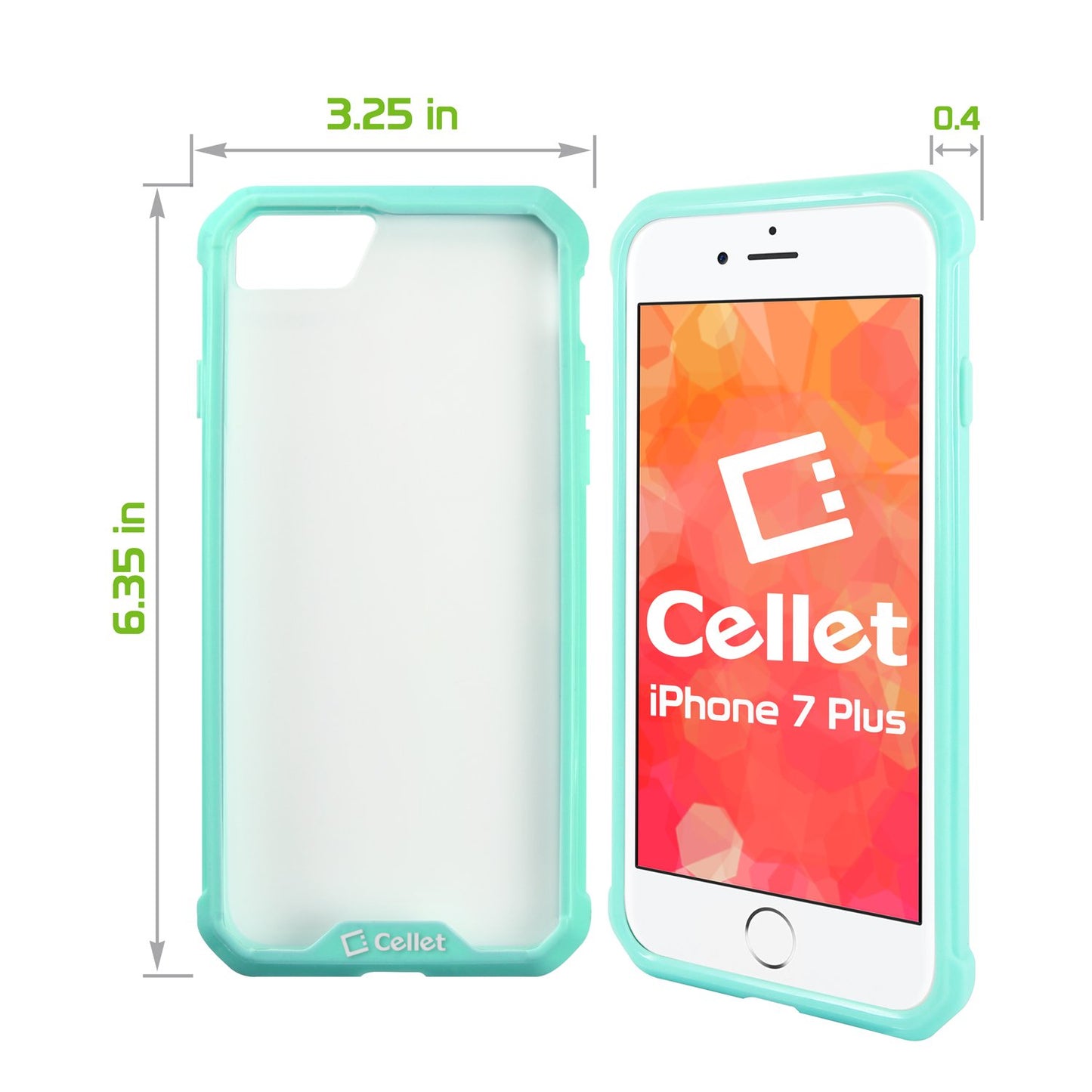 CCIPH7P6GR - iPhone 7/ 8 Plus Heavy Duty HD Clear Ultra Slim Hybrid Phone Case - Green/Clear