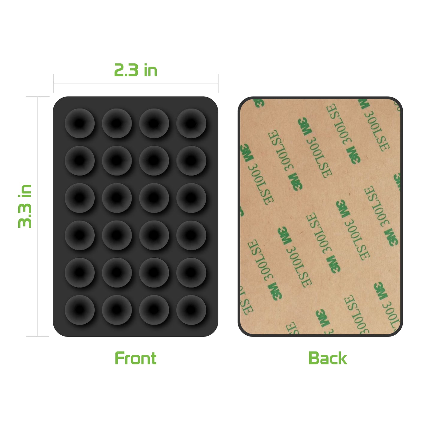 SCUPBK - Cellet Multipurpose Mini Suction Cup Mat with Strong 3M Adhesive - Black