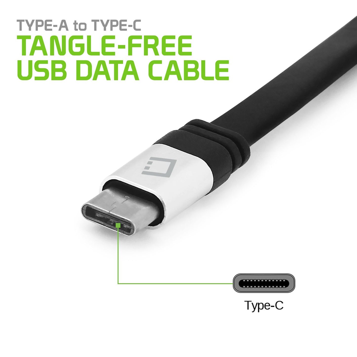 DCA33BK - CyonGear USB-C to USB-A Cable, Tangle-Free Standard 3.2ft (1m) USB-A to USB-C Charging Sync Cable for Google Pixel XL, LG G5, Nexus 5x/6P, LG V20, Motorola Moto Z/Z Force, HTC 10 and more