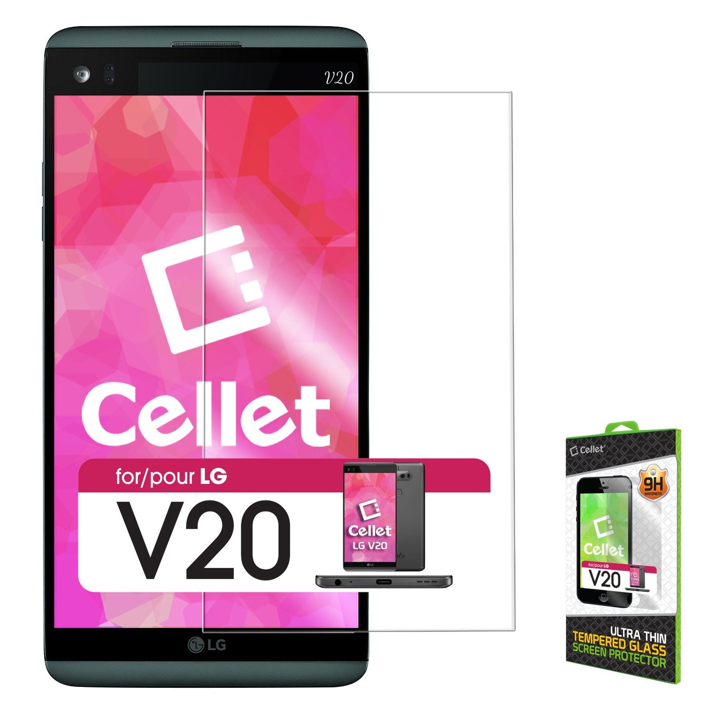 SGLGV20 - LG V20 Tempered Glass Screen Protector, Cellet 0.33mm Premium Tempered Glass Screen Protector for LG V20 (9H Hardness)