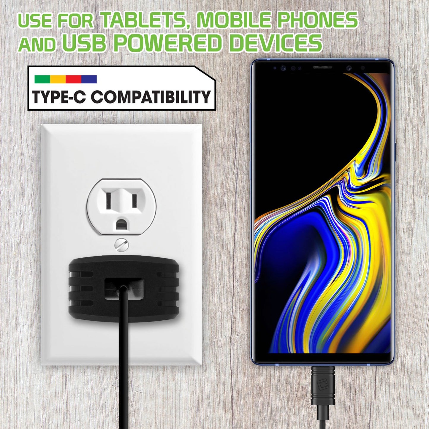 TCUSB10W - High Power USB Home Charger, 2.1A/10W USB Home Charger (USB-C Cable Included)