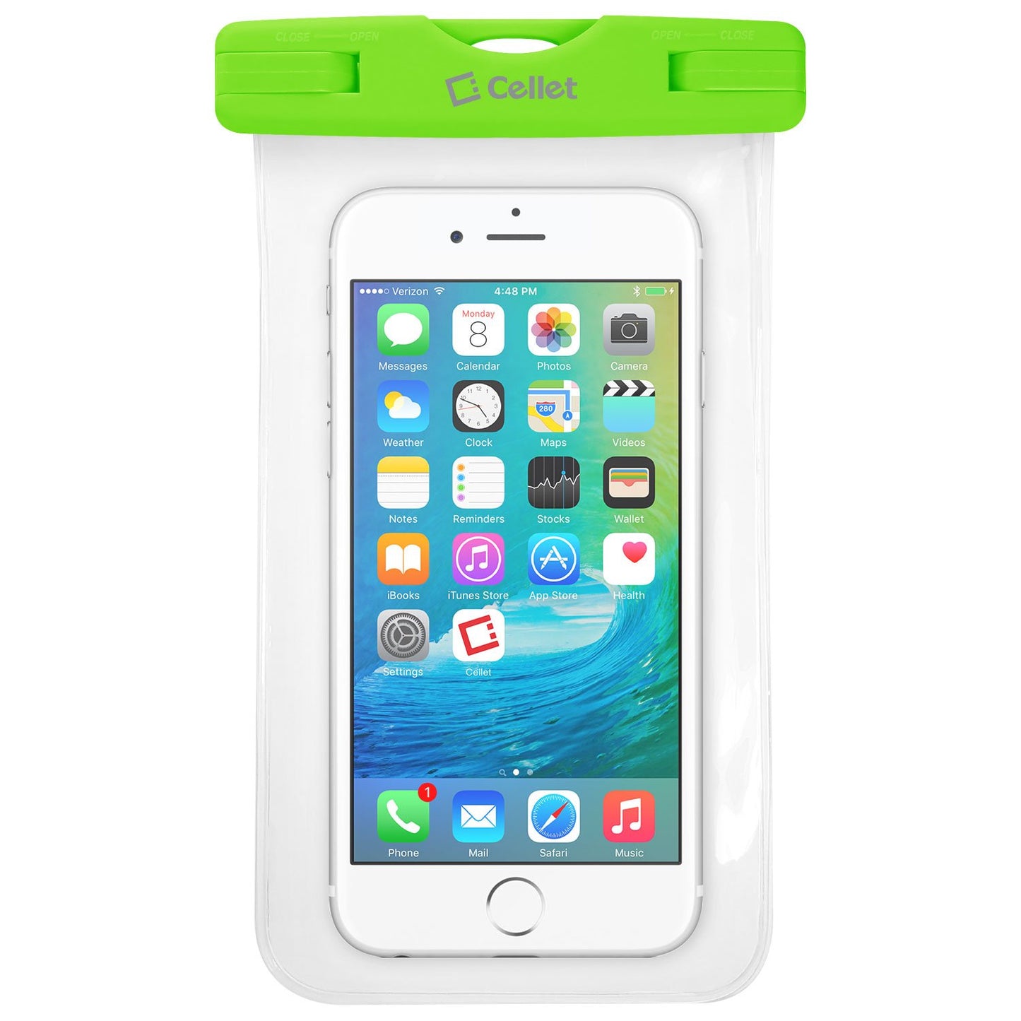 WATER1GR - Cellet Universal IPX8 Waterproof Case for Apple iPhone 7 Plus, Digital Cameras, MP3 Players and More - Green