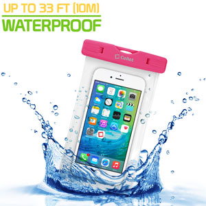 WATER1PK - Cellet Universal IPX8 Waterproof Case for Apple iPhone 7 Plus, Large Smartphones, Digital Cameras, MP3 Players and More - Pink