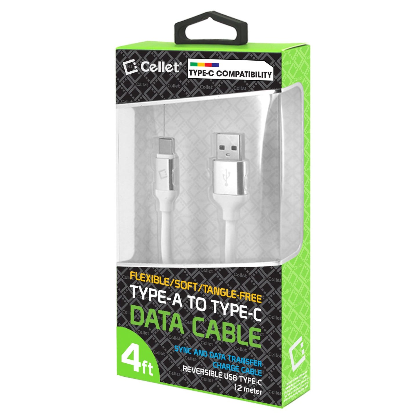 DCA4WT - Cellet Flexible / Soft / Tangle-Free USB- C to USB-A Data cable