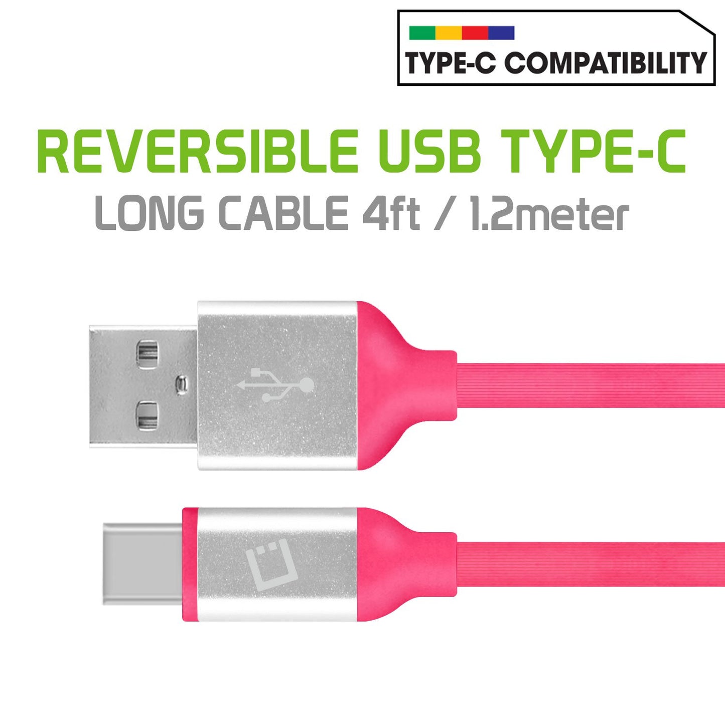DCA4PK - Cellet Flexible / Soft / Tangle-Free USB-C to USB-A Data cable - Pink