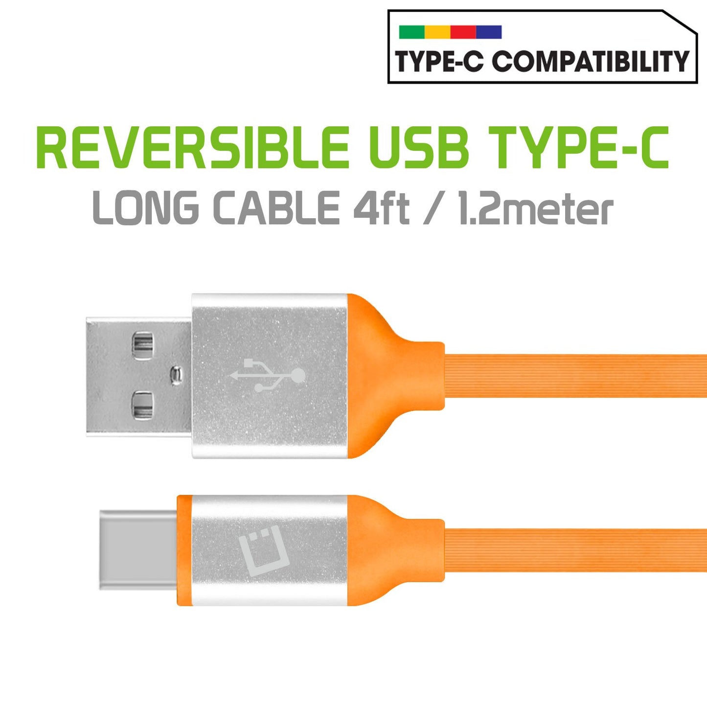 DCA4OR - Flexible / Soft / Tangle-Free Type A to type C Data cable - Orange - by Cellet