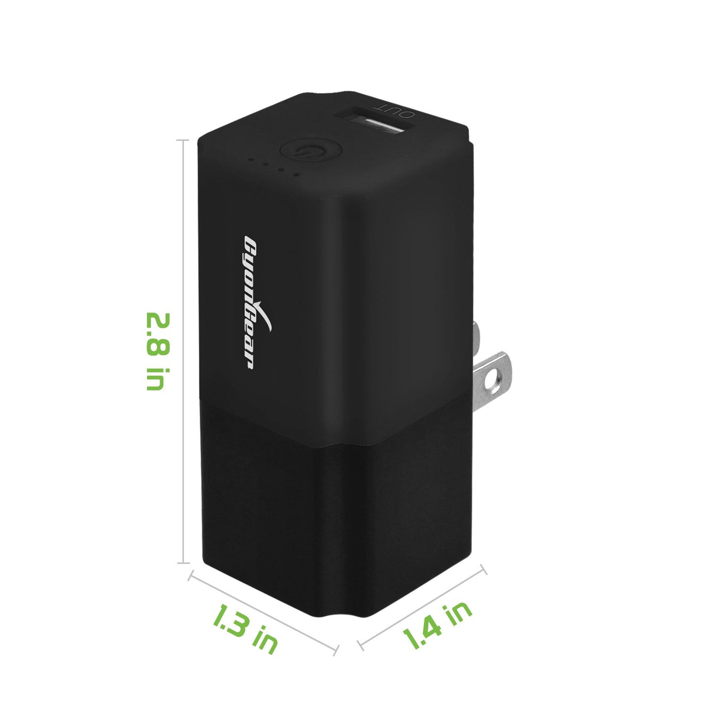 BA2600BK - Combo Wall/Home Folding Blades Charger & Power Bank (2600 mAh)- Portable Charger -Black