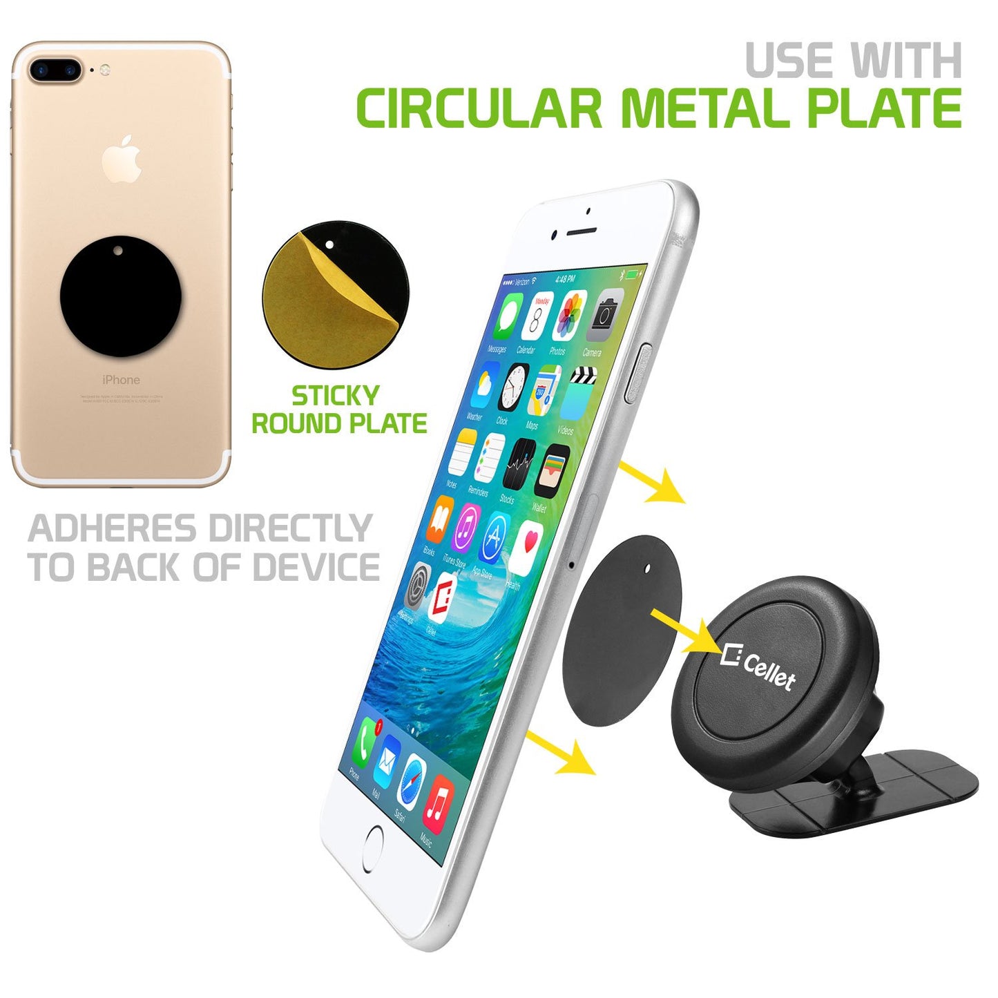 CLCMETALP2 - 4 Heavy Duty Phone Mount Magnets - 2 Rectangle & 2 Round Magnets