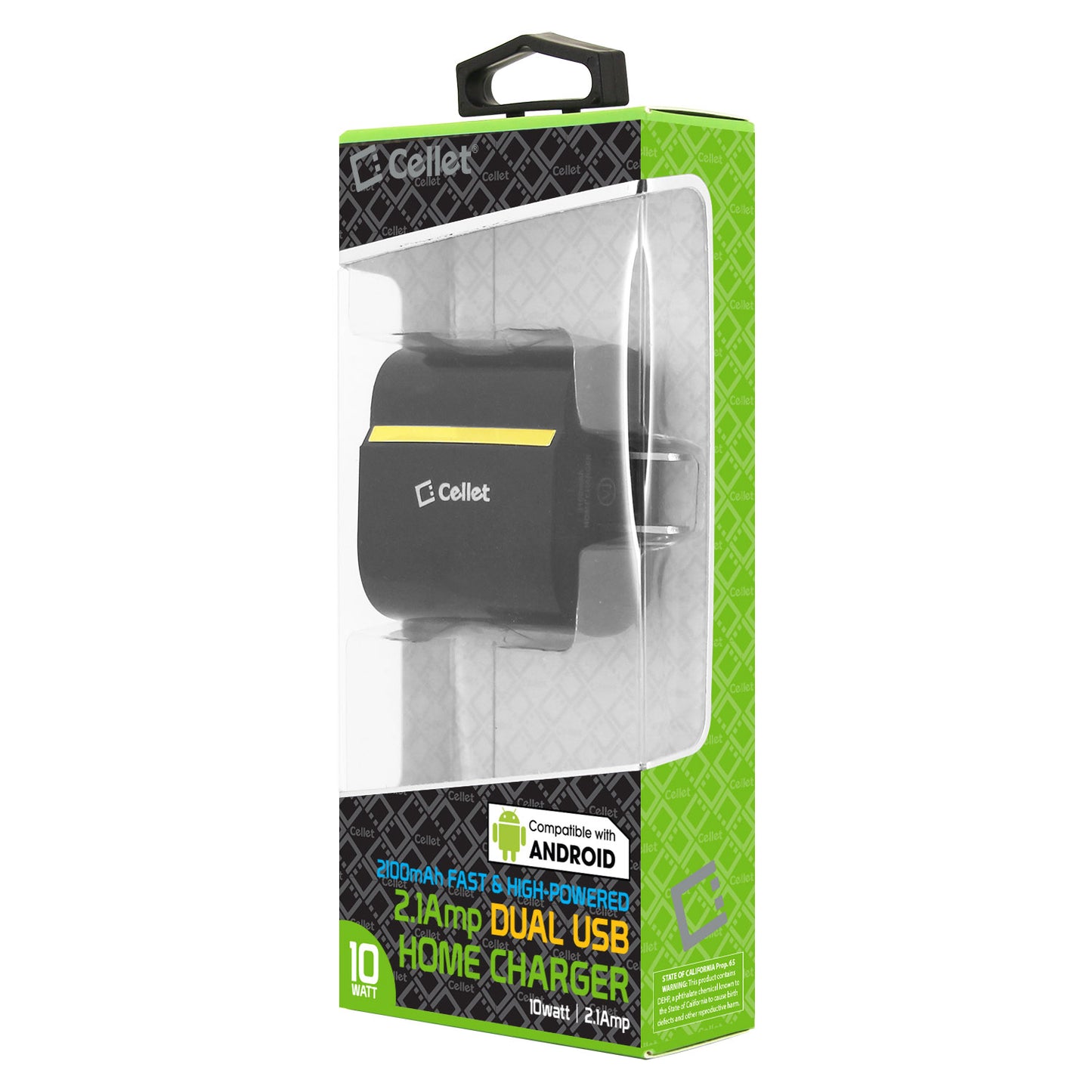 TANN230BK - Cellet Dual USB Home Charger, 2.1 Amp / 10 Watt Wall Charger for Apple iPhone X, iPad Mini, Galaxy Note 8 - Cable Sold Separately