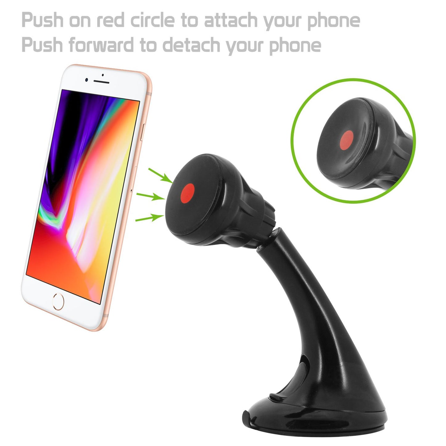 PHD23CN - Windshield/Dashboard Mount Phone Holder for iPhone 13 Pro Max and More - Extra Strength Suction Cup with Quick-Snap Technology