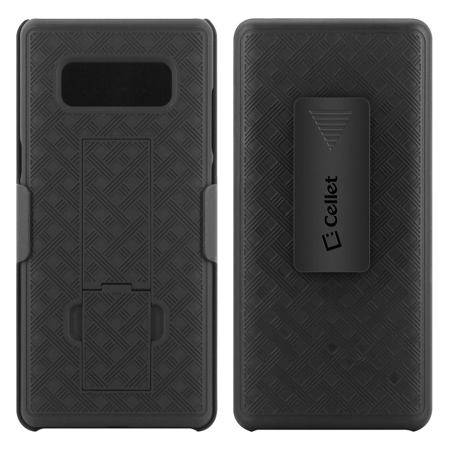 HLSAMN8 - Shell Holster Kickstand Case with Spring Belt Clip for Samsung Galaxy Note 8 – Black – by Cellet