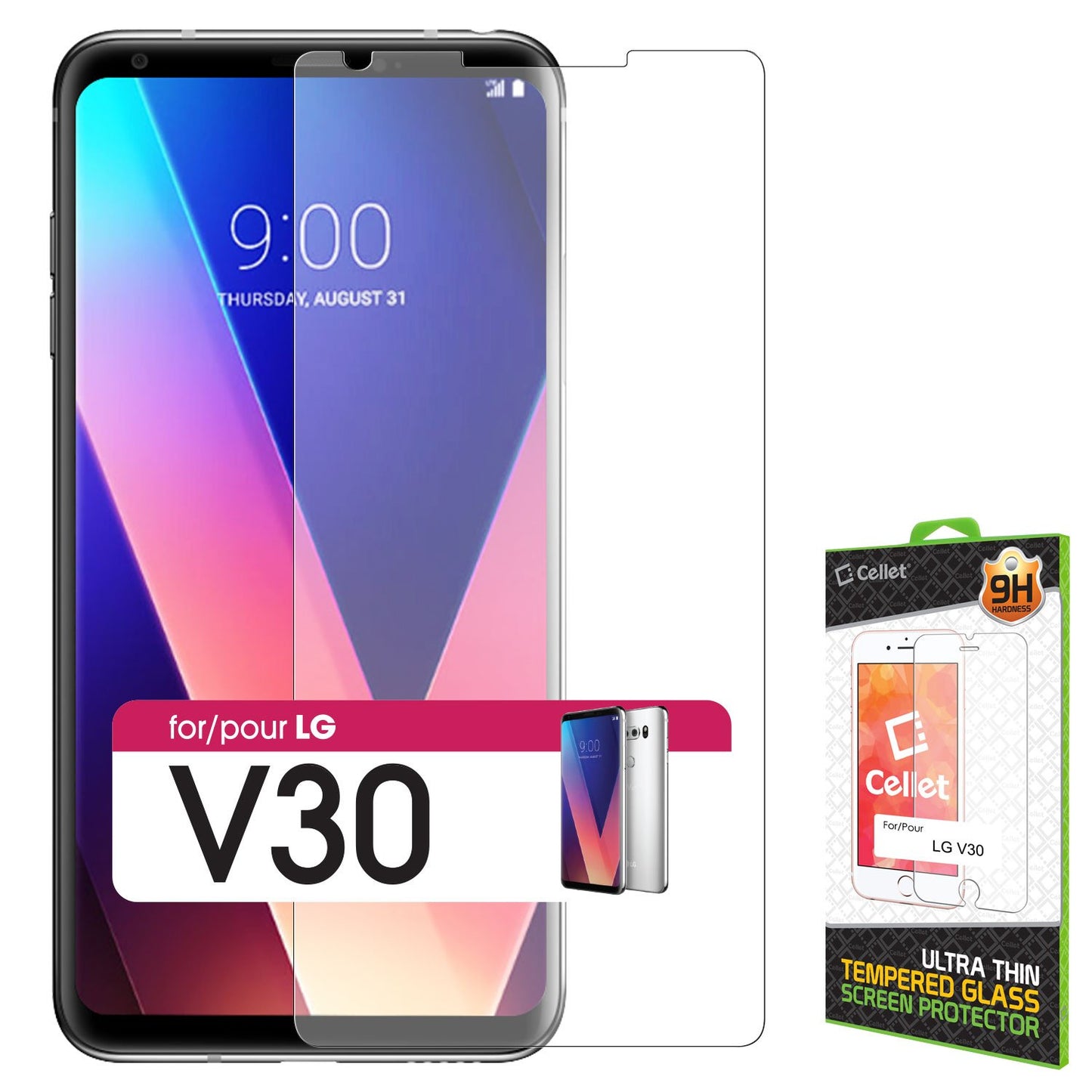 SGLGV30 - Cellet Ultra-Thin Premium Tempered Glass Screen Protector for LG V30