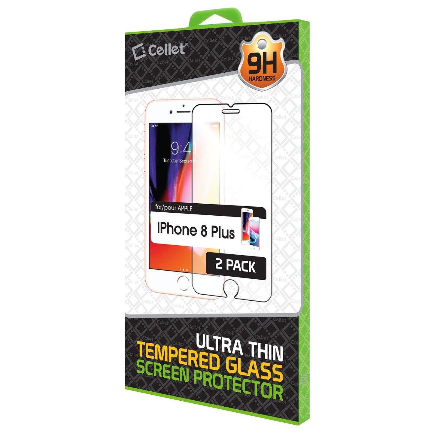 SGIPH8P2 - 2 Piece Pack Tempered Glass Screen protector for Apple iPhone 8plus, 7plus, 6S plus, 6plus (9H, 0.3mm) - by Cellet
