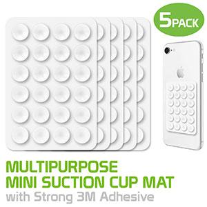 SCUPWT5 - 5 Pack Multipurpose Mini Suction Cup Mat with Strong 3M Adhesive - by Cellet - White