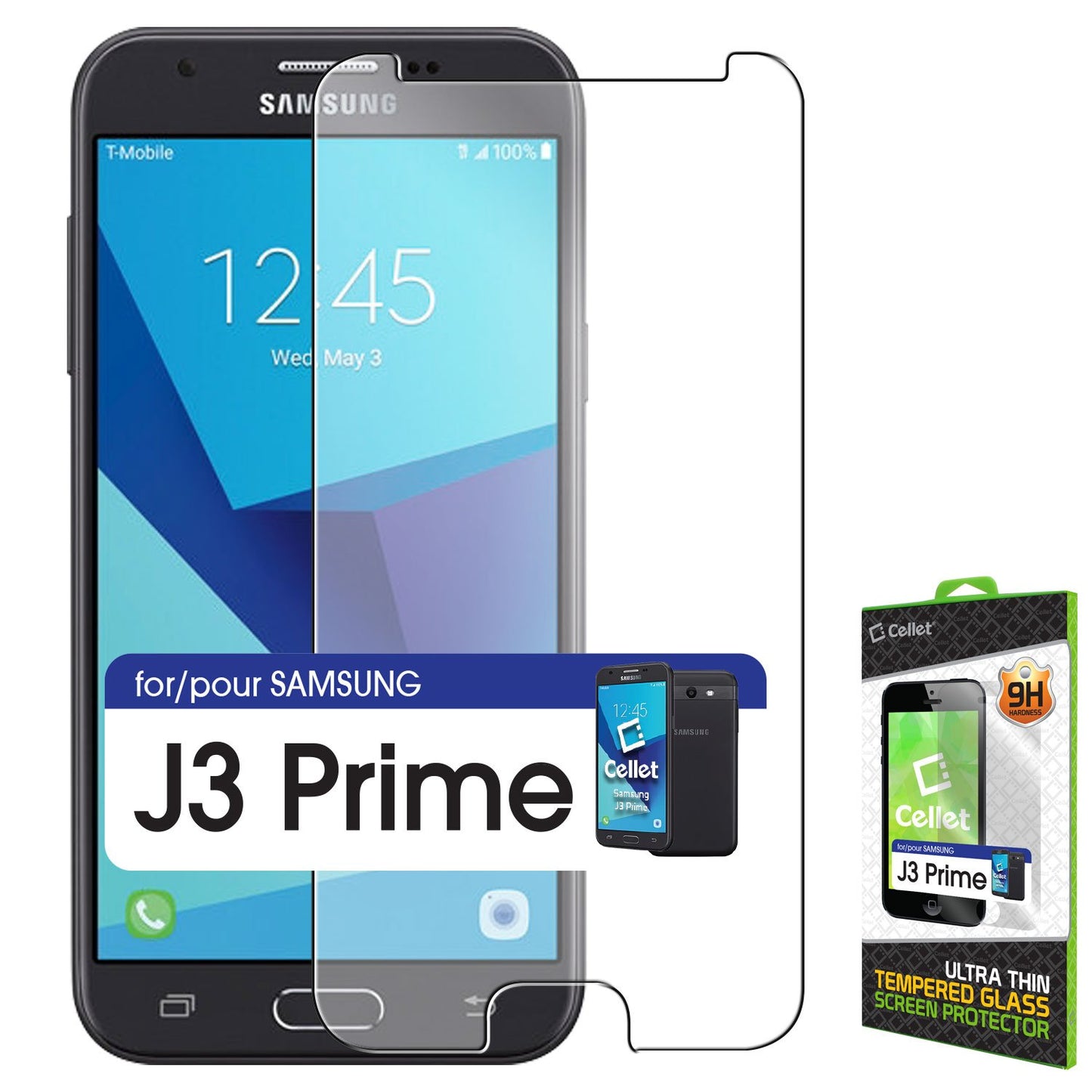 SGSAMJ3E - Cellet Premium Tempered Glass Screen Protector for Samsung Galaxy J3 Prime (0.3mm)