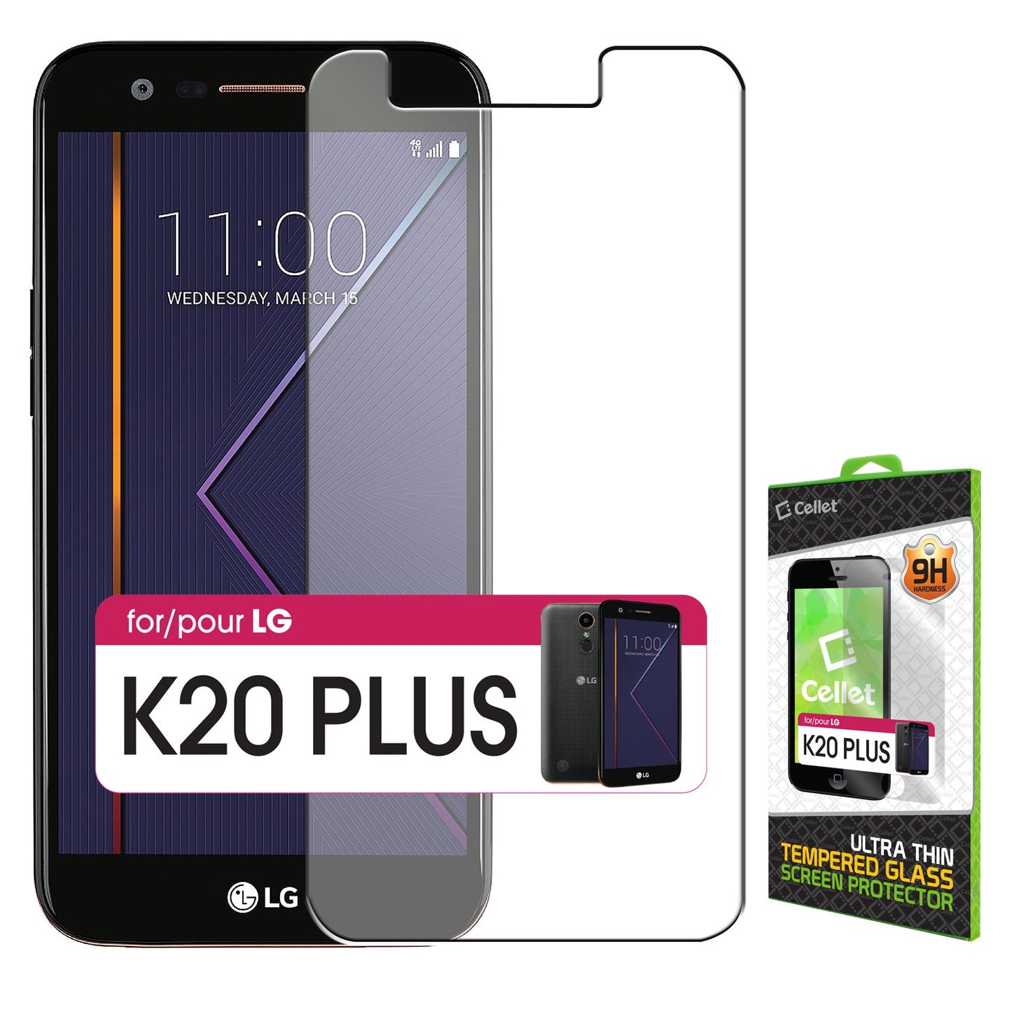 SGLGK20P - Cellet Ultra-Thin Premium Tempered Glass Screen Protector for LG K20 Plus (0.3mm)