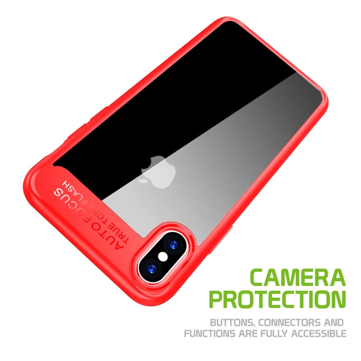 CCIPHXHRD - iPhone X Slim Transparent Case with Red TPU Frame for All-Around Protection