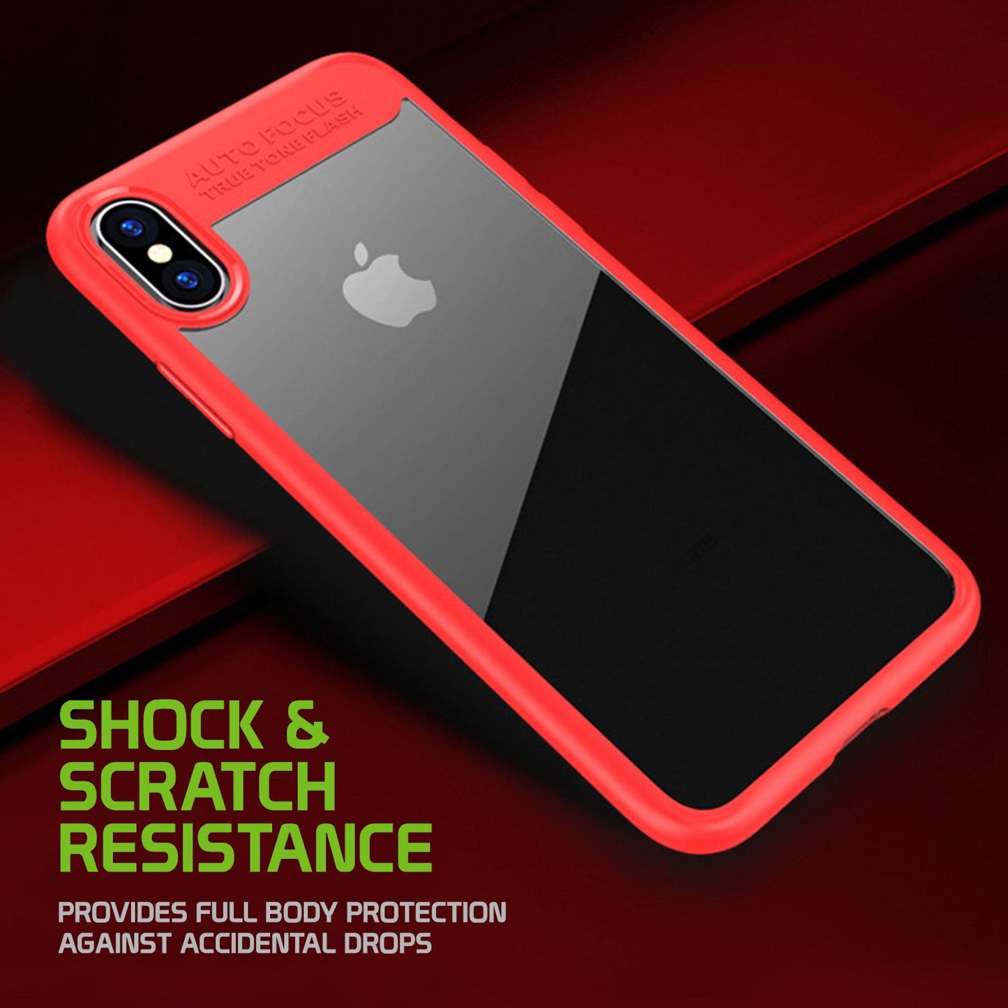 CCIPHXHRD - iPhone X Slim Transparent Case with Red TPU Frame for All-Around Protection