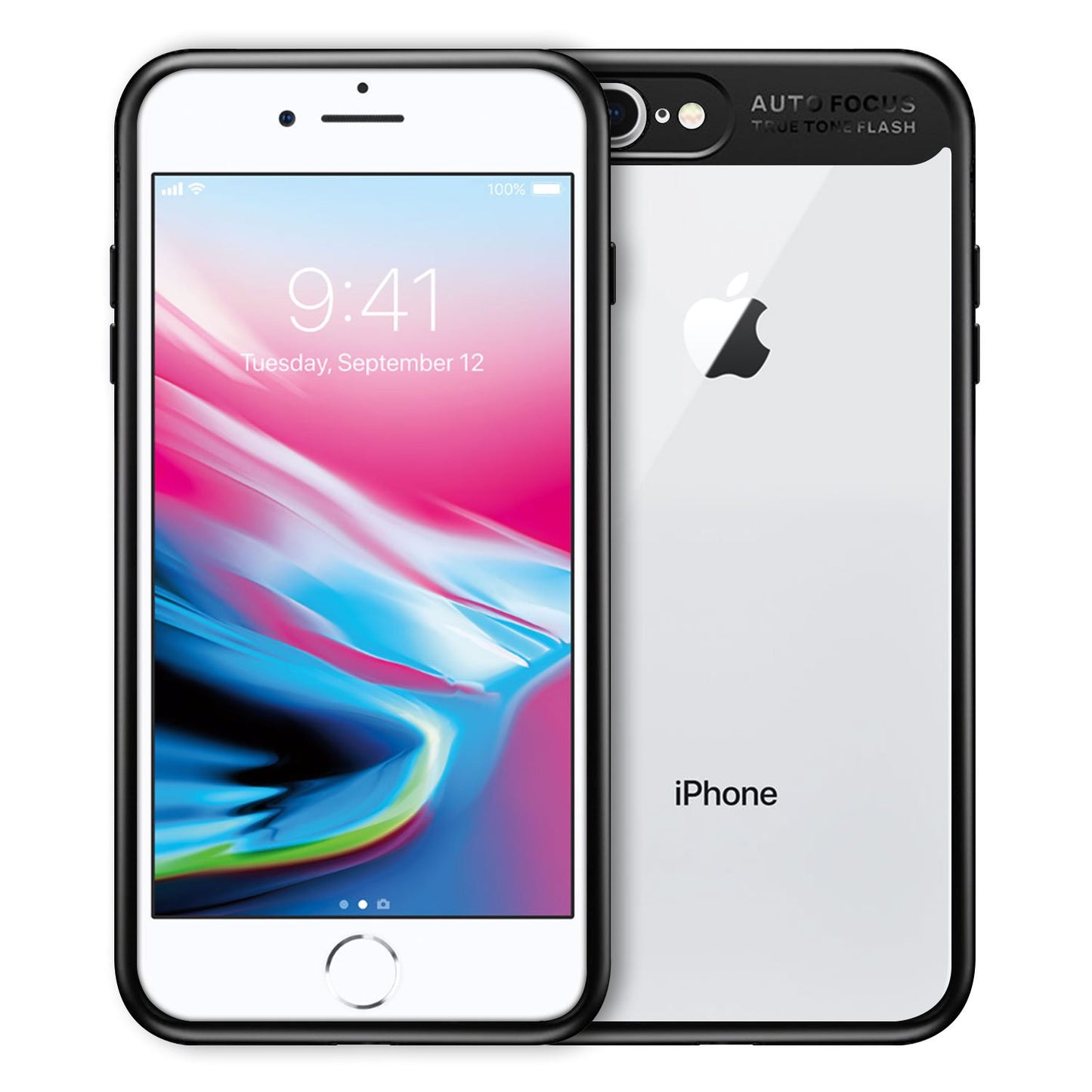 CCIPH8PHBK - iPhone 8 Plus, Slim Transparent Case with TPU Frame for Apple iPhone 8 Plus by Cellet - Black / Clear