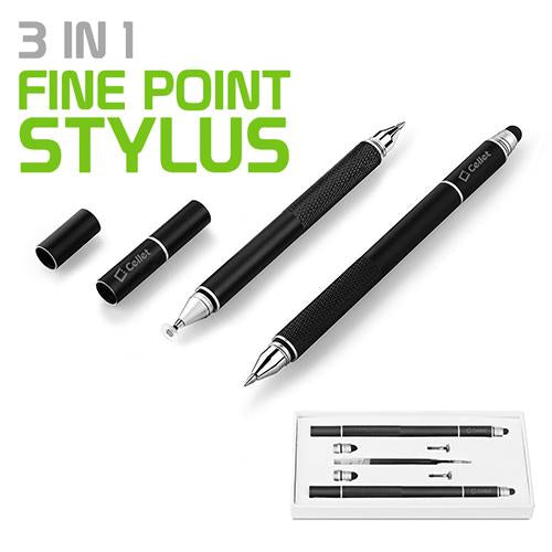 PENDISCBK - 3 in 1 Stylus Pen (Ballpoint Pen, Precision Clear Disc Pen, Capacitive Stylus Pen), 2 Stylus Pens with Replacement Tips - Black