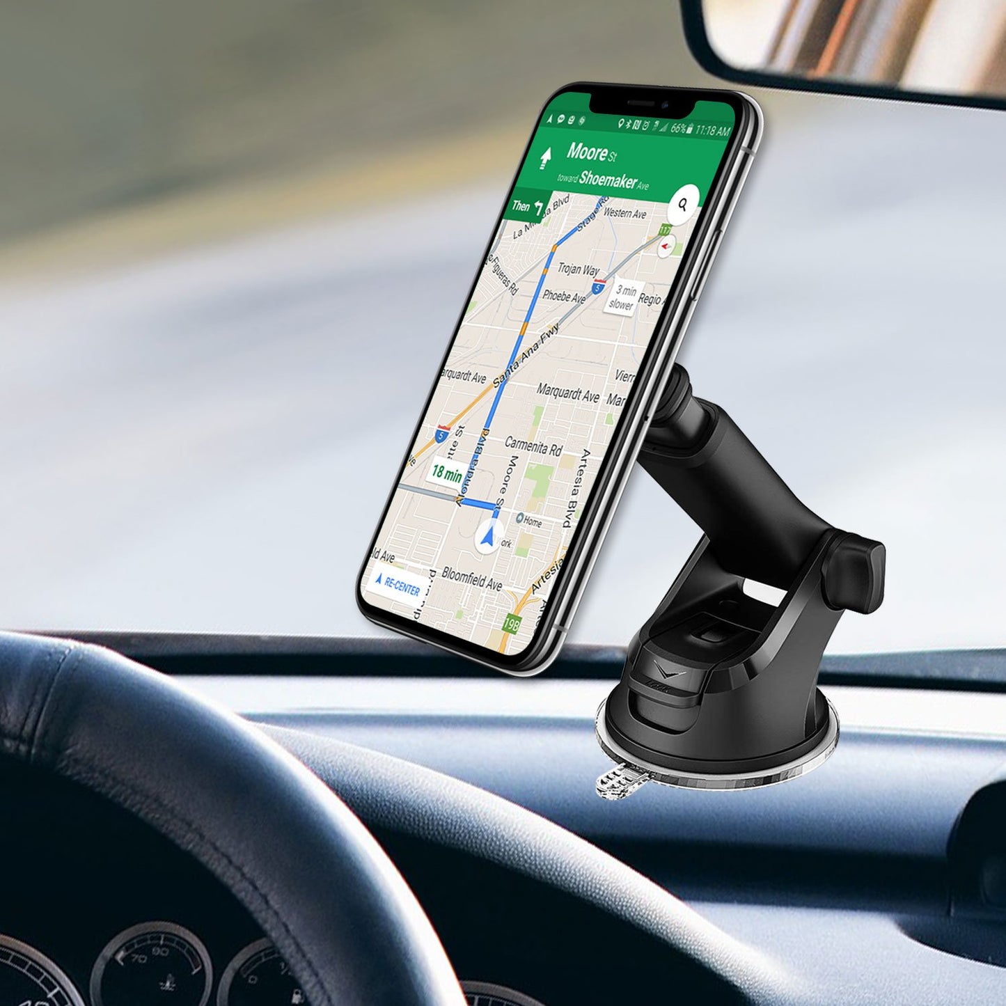 RHSUMAG200 -Magnetic Car Dashboard & Windshield Phone Holder Mount, 360 Rotation, Extendable Arm