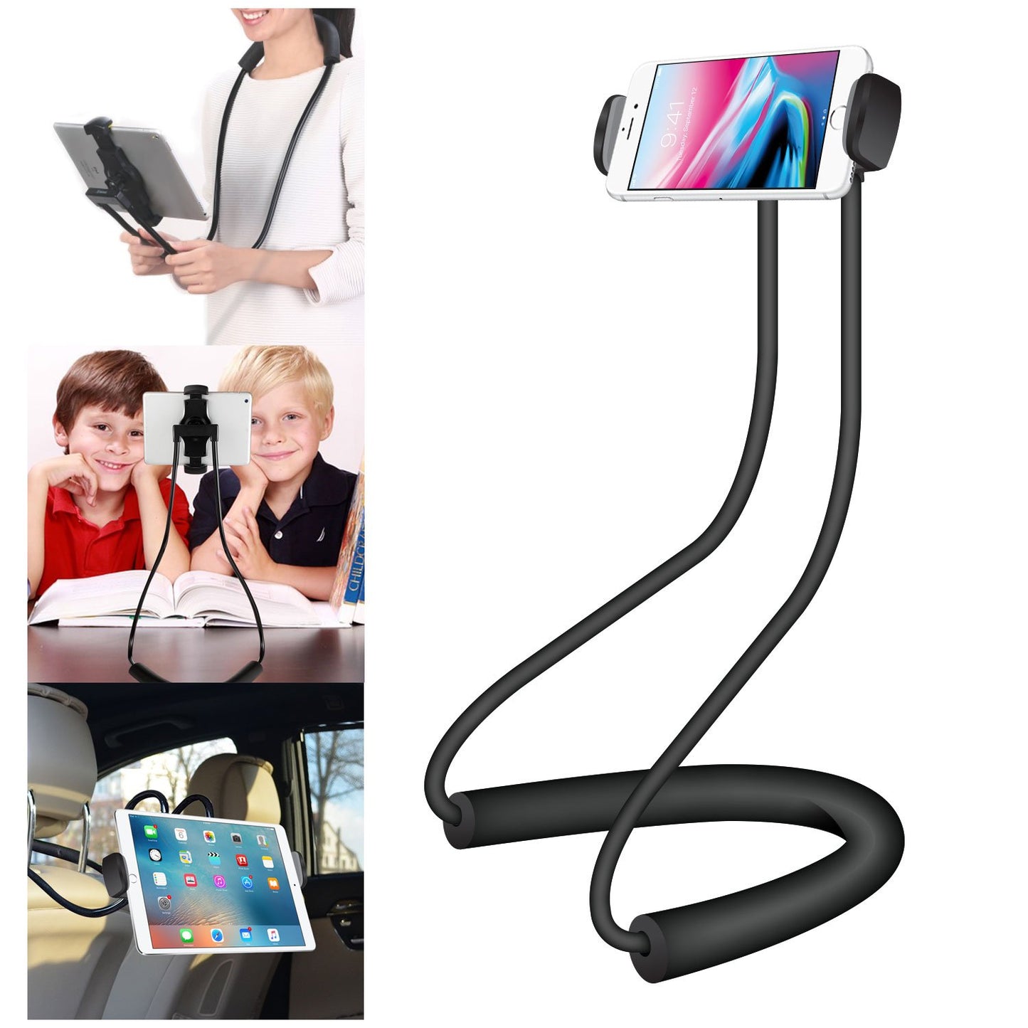 PHNEC - Multifunctional Holder for Tablets and Smartphones up to 4-10” with 360 Degree Rotation and Magnetic Plate