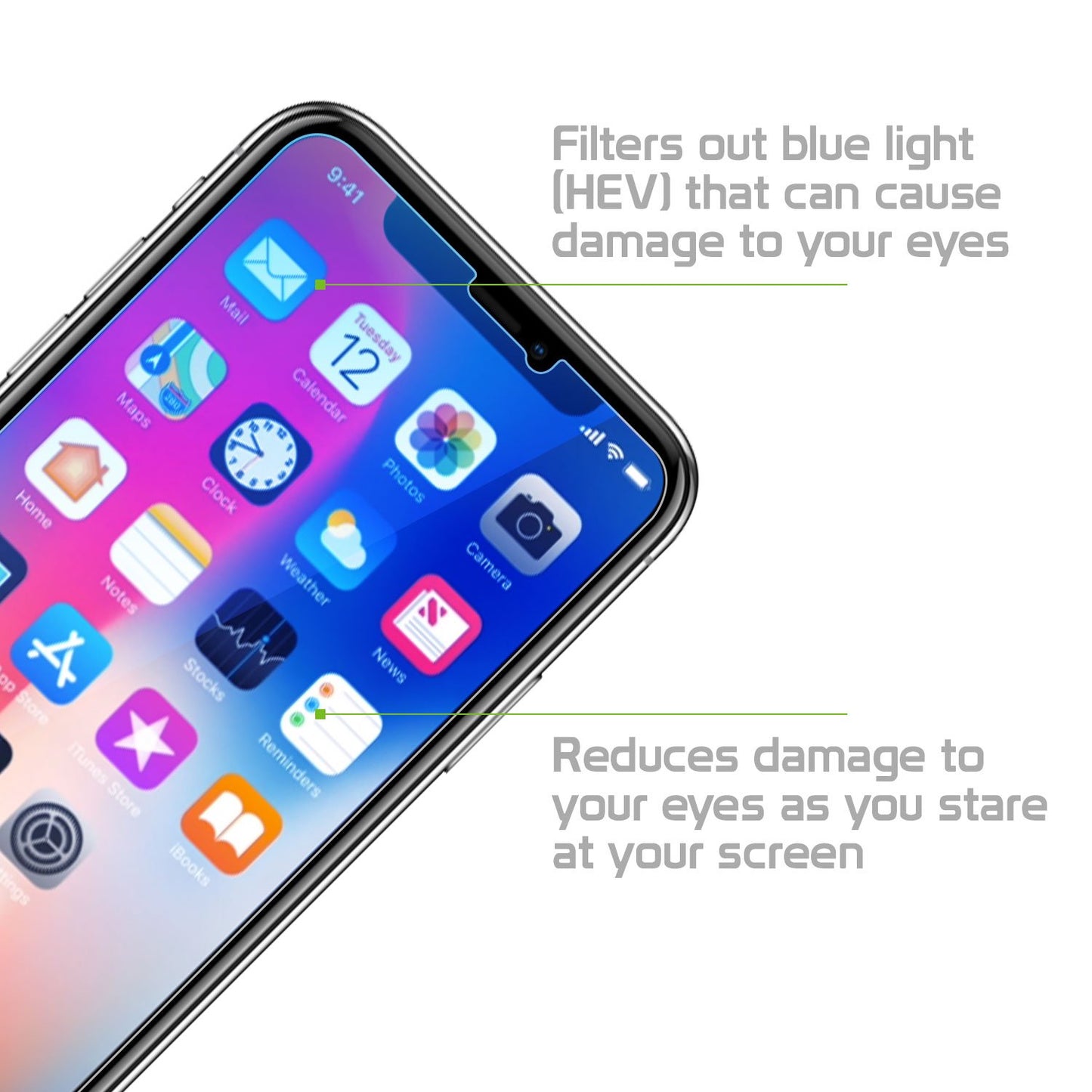 SGIPHXBL - iPhone 11 Pro / Xs / X, Anti-Blue Light (HEV) Premium Tempered Glass Screen Protector for Apple iPhone 11 Pro / Xs / X by Cellet