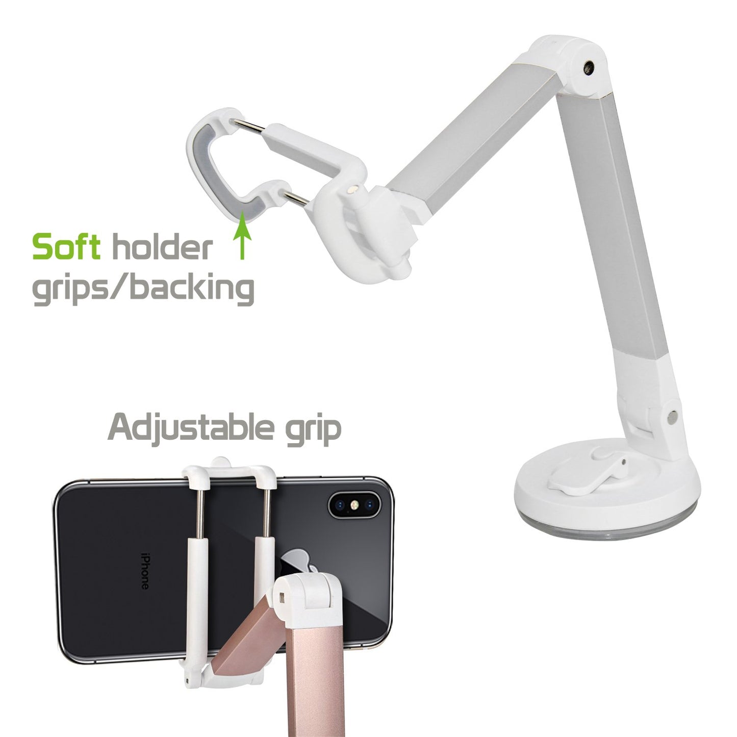 PH118EBK - Dashboard, Windshield and Desktop Phone Mount with 360 Degree Rotation and Adjustable Folding Arms for Smartphones