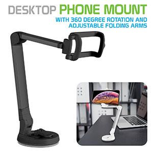 PH118EBK - Dashboard, Windshield and Desktop Phone Mount with 360 Degree Rotation and Adjustable Folding Arms for Smartphones