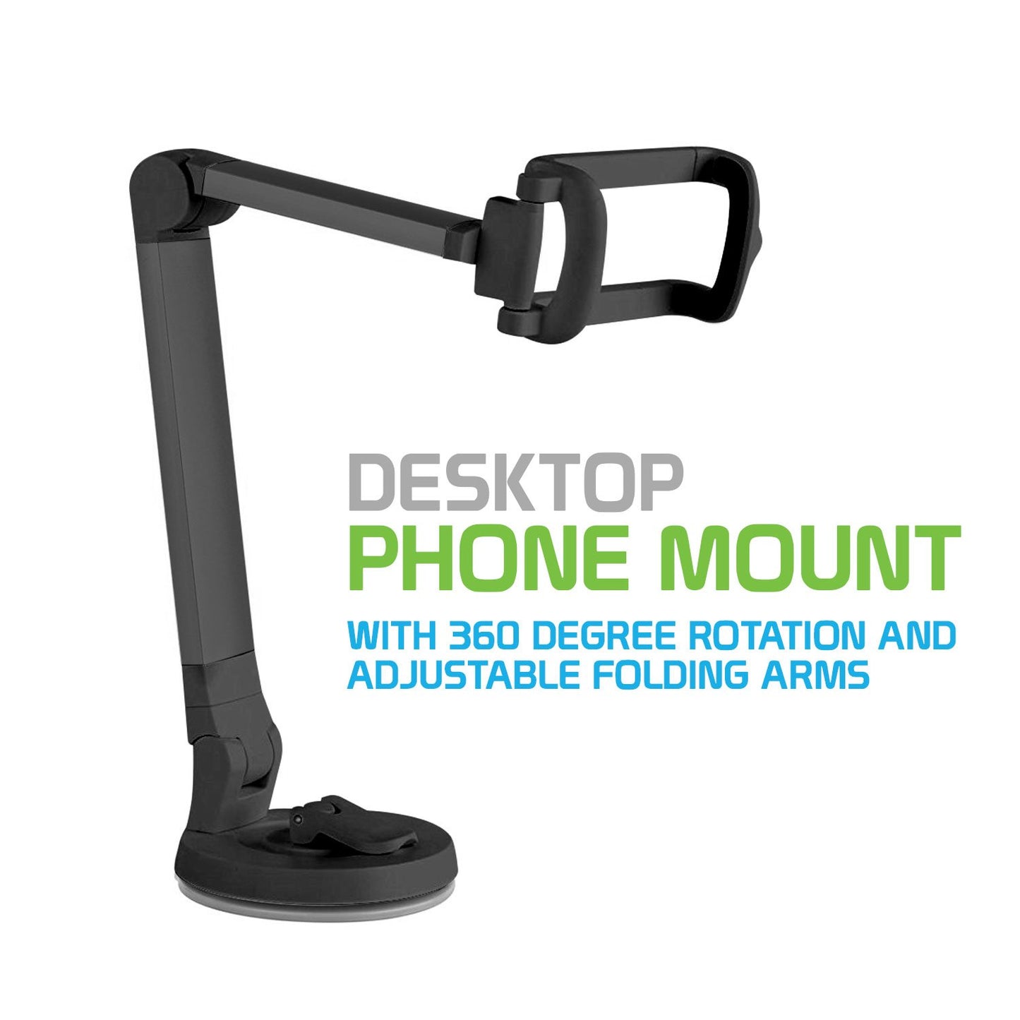 PH118EBK - Dashboard, Windshield and Desktop Phone Mount with 360 Degree Rotation and Adjustable Folding Arms for Smartphones