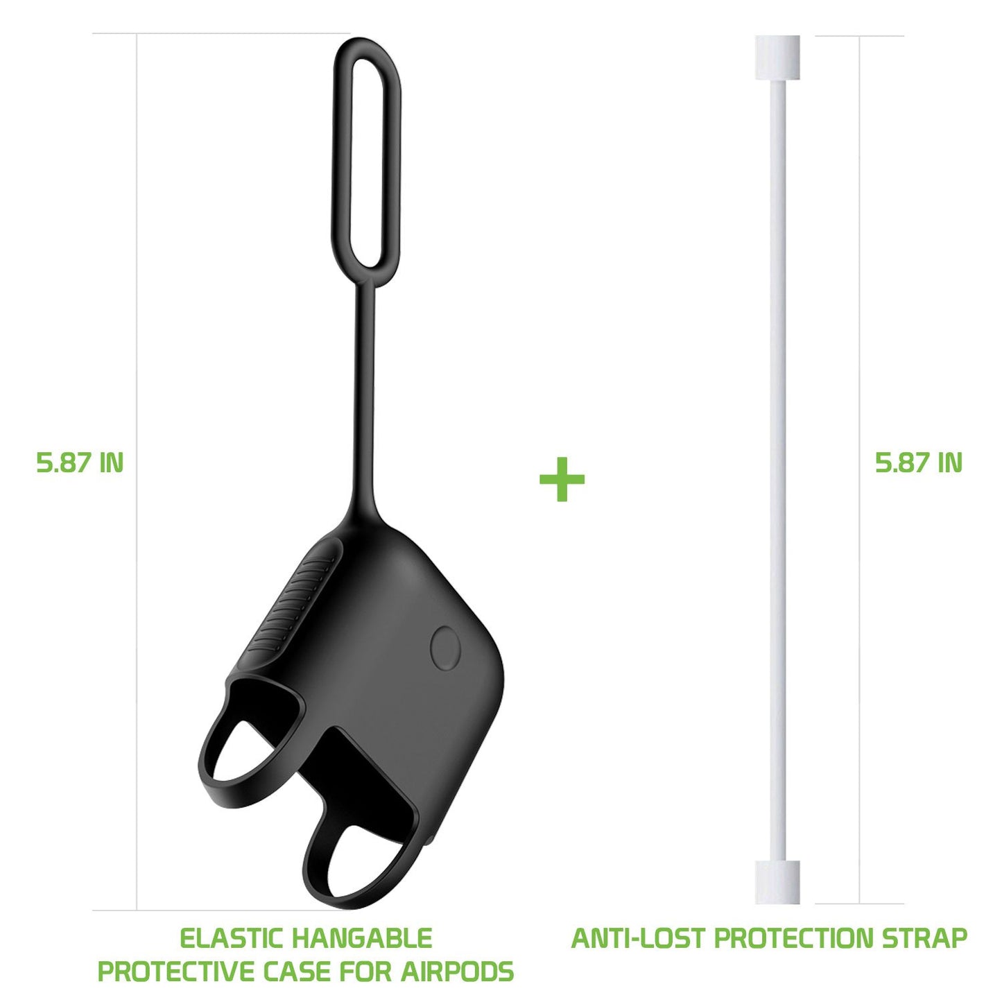 SCPODBK - AirPods Case, Protective Silicone Case Cover for AirPods (AirPods Strap Included) by Cellet - Black