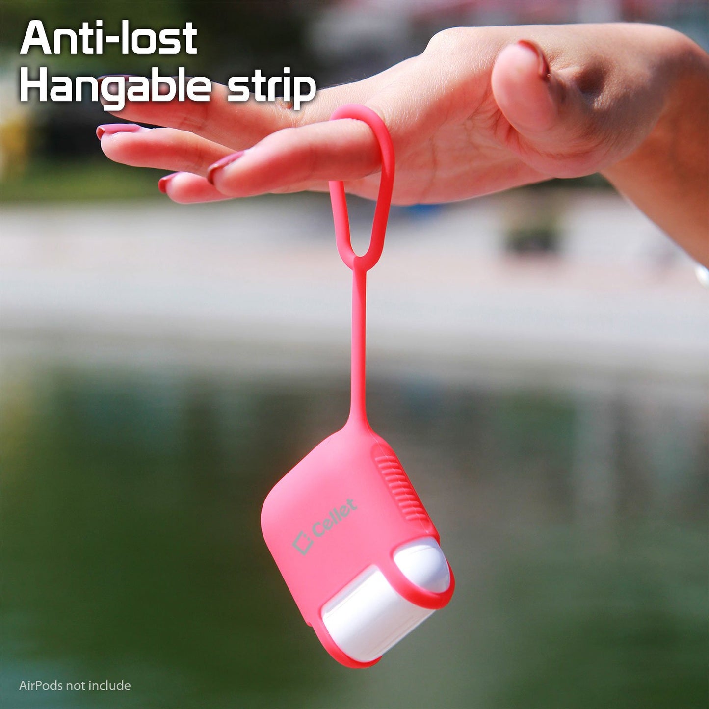 SCPODRD - AirPods Case, Protective Silicone Case Cover for AirPods (AirPods Strap Included) by Cellet - Red