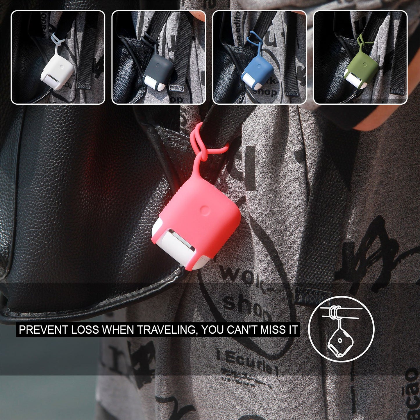 SCPODRD - AirPods Case, Protective Silicone Case Cover for AirPods (AirPods Strap Included) by Cellet - Red