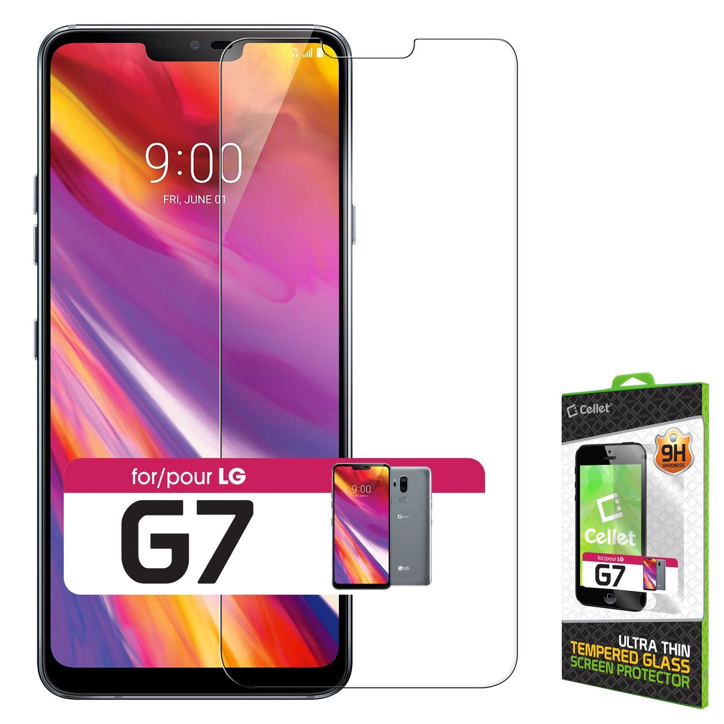 SGLGG7 - LG G7 Tempered Glass Screen Protector, Cellet 0.3mm Premium Tempered Glass Screen Protector for LG G7 (9H Hardness)