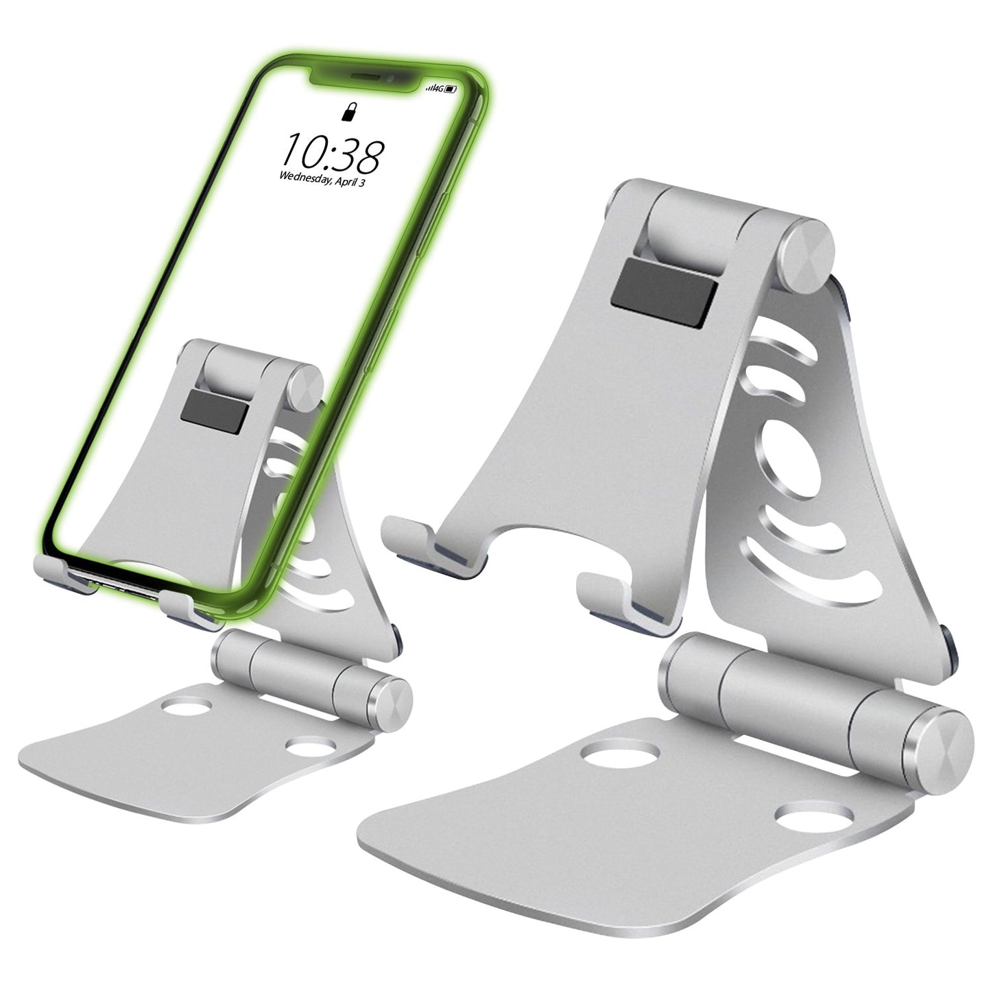 Table Desktop Phone Stand Smartphone Holder, Portable Resilient Aluminum -Silver