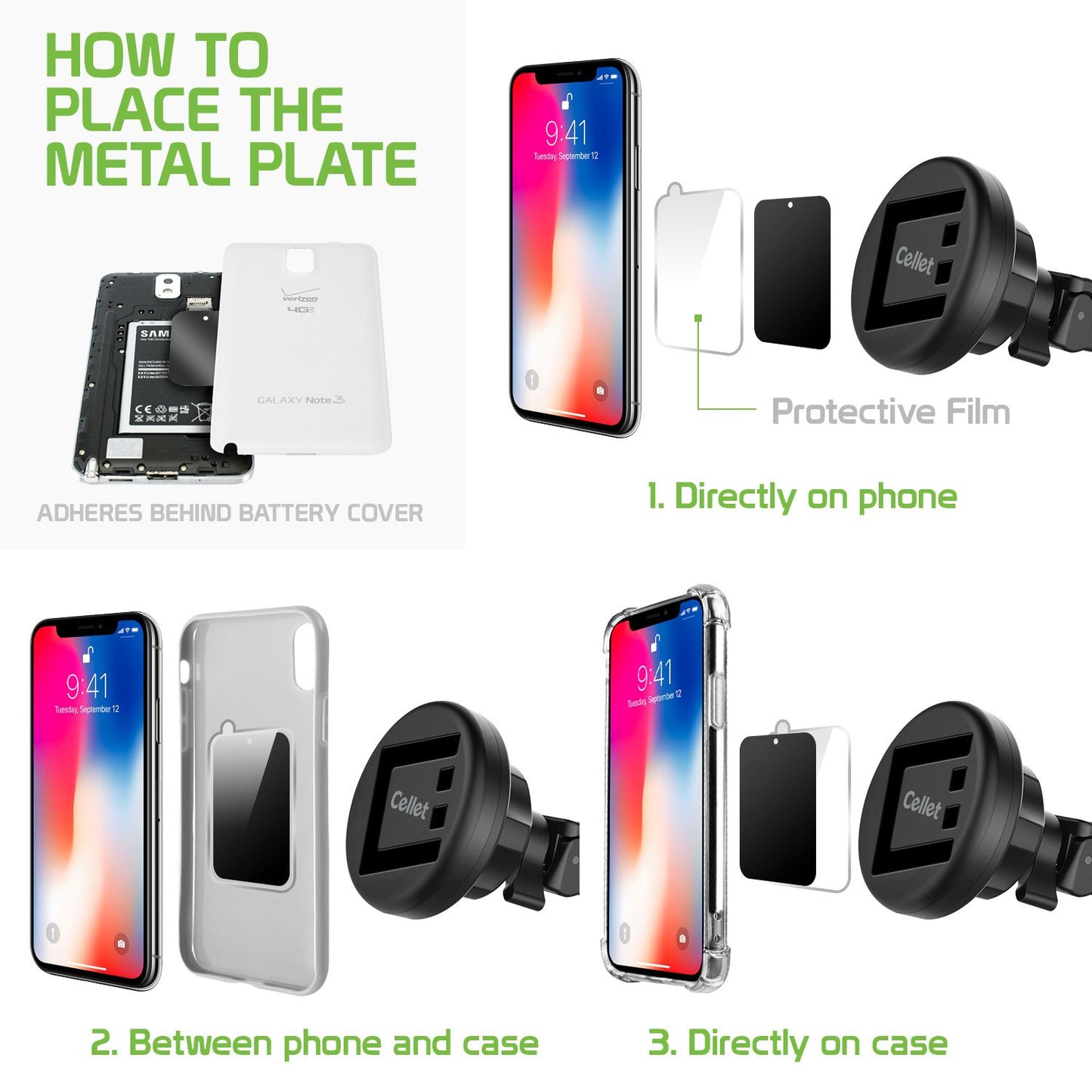 PHM500 - 2-in-1 Extra Strength Magnetic Air Vent Mount with Attachable Cradle for Apple iPhone 13 Pro Max, Galaxy S22 and more