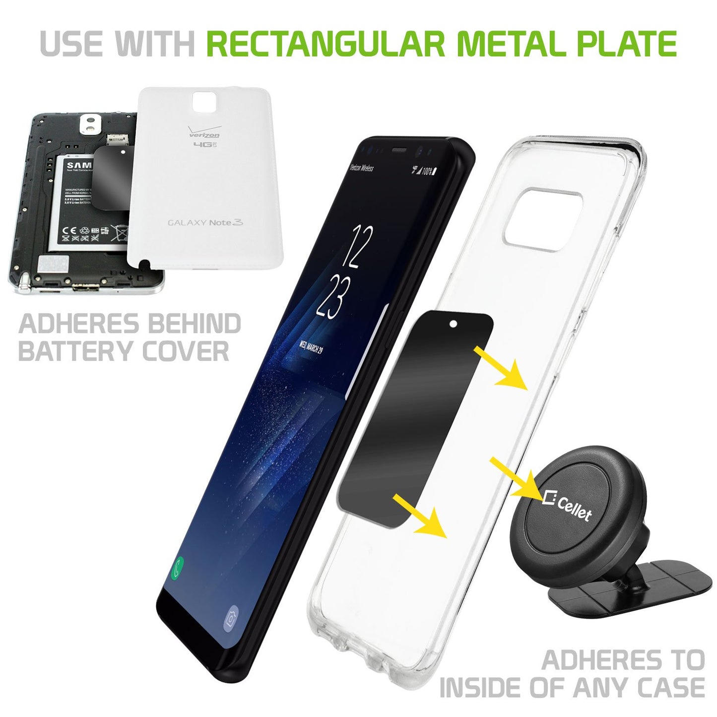 CLCMETALP8 - 8 Heavy Duty Phone Mount Magnets - 4 Rectangle & 4 Round Magnets