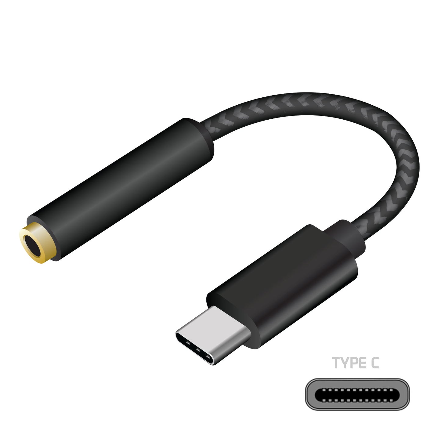 DCAFEMB -USB C to 3.5mm Female Headphone Adapter, Heavy Duty Nylon Braided Audio Converter