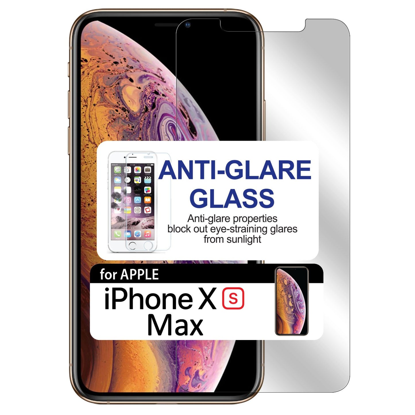 SAIPHXSM -Anti Glare Screen Protector, 9H Tempered Glass - iPhone XS Max