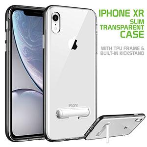CCIPHXR68BK- Slim Light Weight Clear Protecting Case With Built In Media Kickstand - iPhone XR
