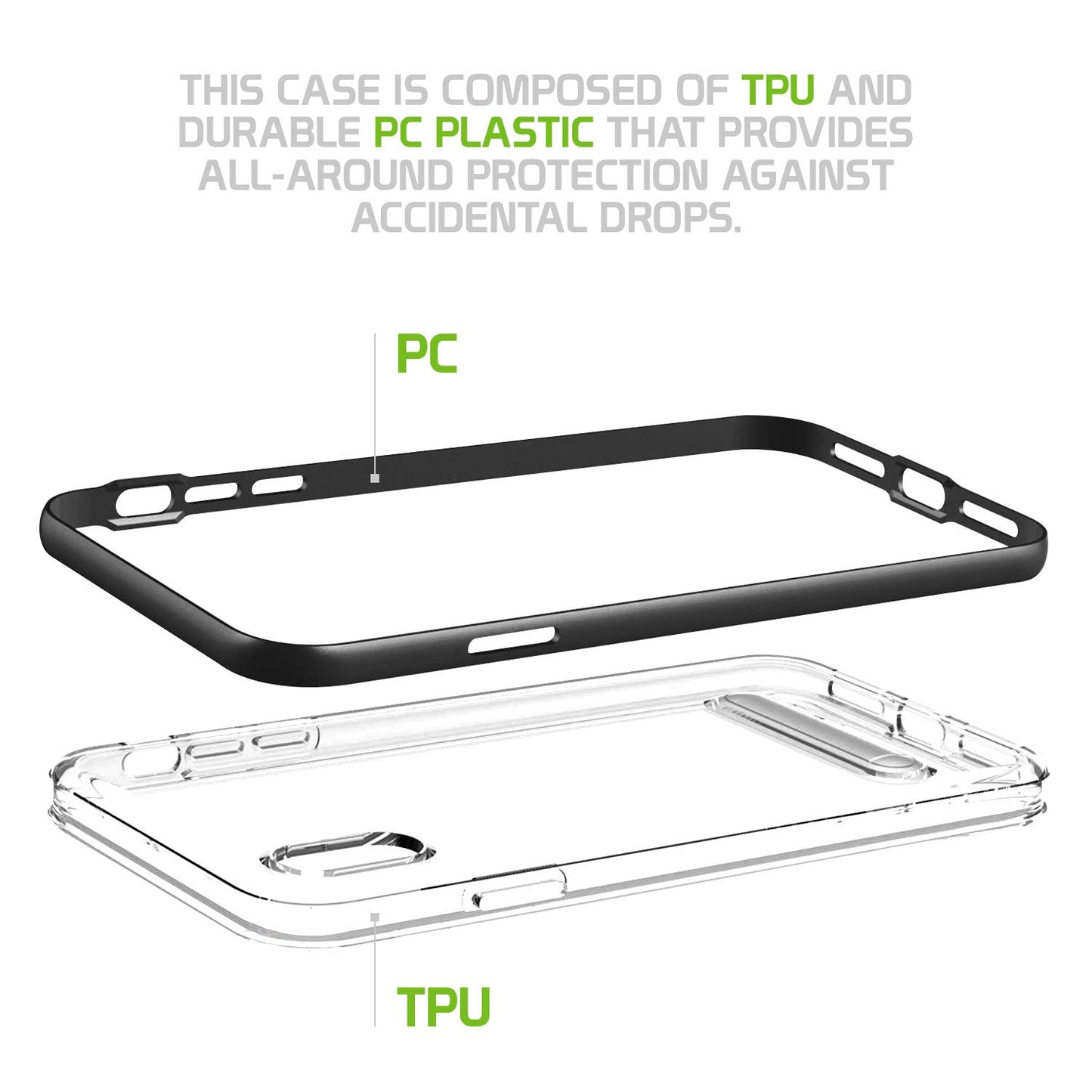 CCIPHXSM68BK- Slim Light Weight Clear Protecting Case With Built In Media Kickstand - iPhone XS Max
