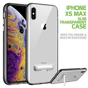 CCIPHXSM68BK- Slim Light Weight Clear Protecting Case With Built In Media Kickstand - iPhone XS Max