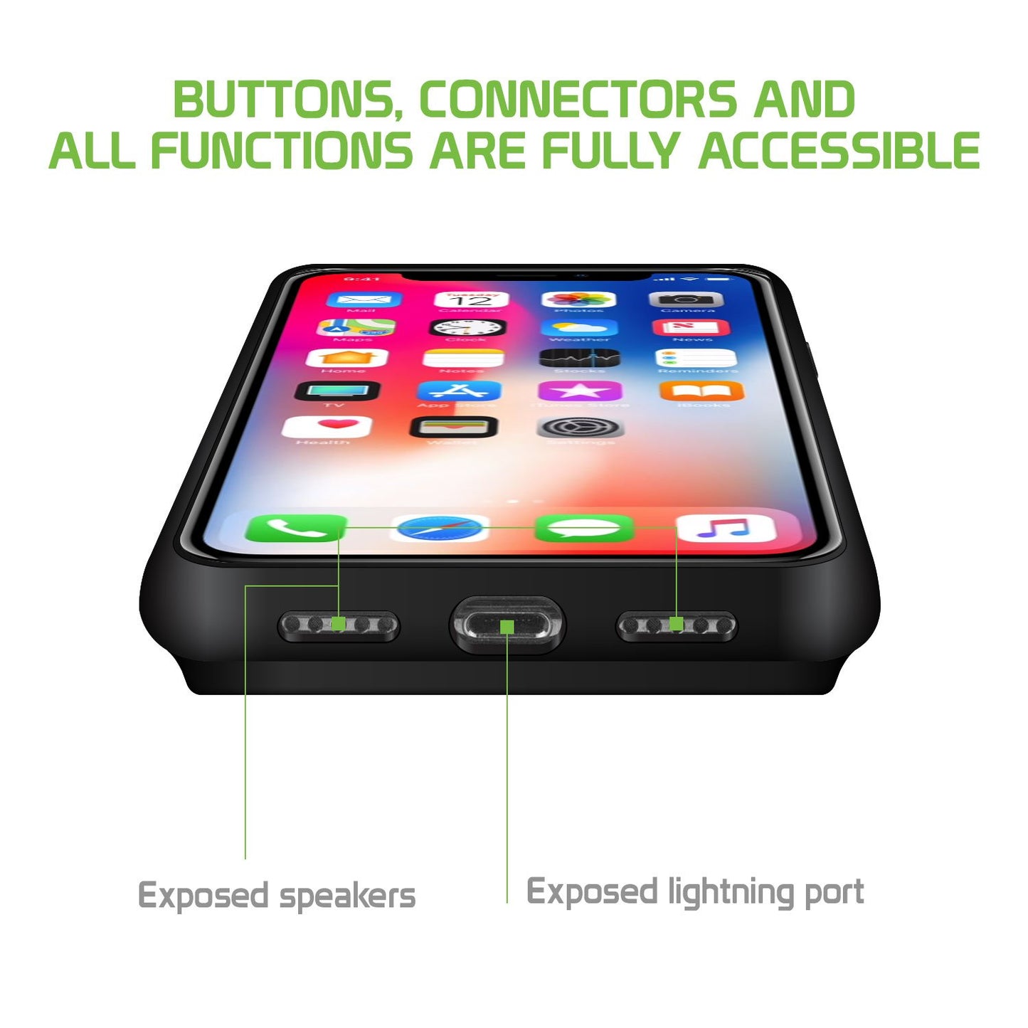 BWIPHXS - iPhone XS Wireless Charging Case, Rechargeable External Wireless Power Case for Apple iPhone XS - Black