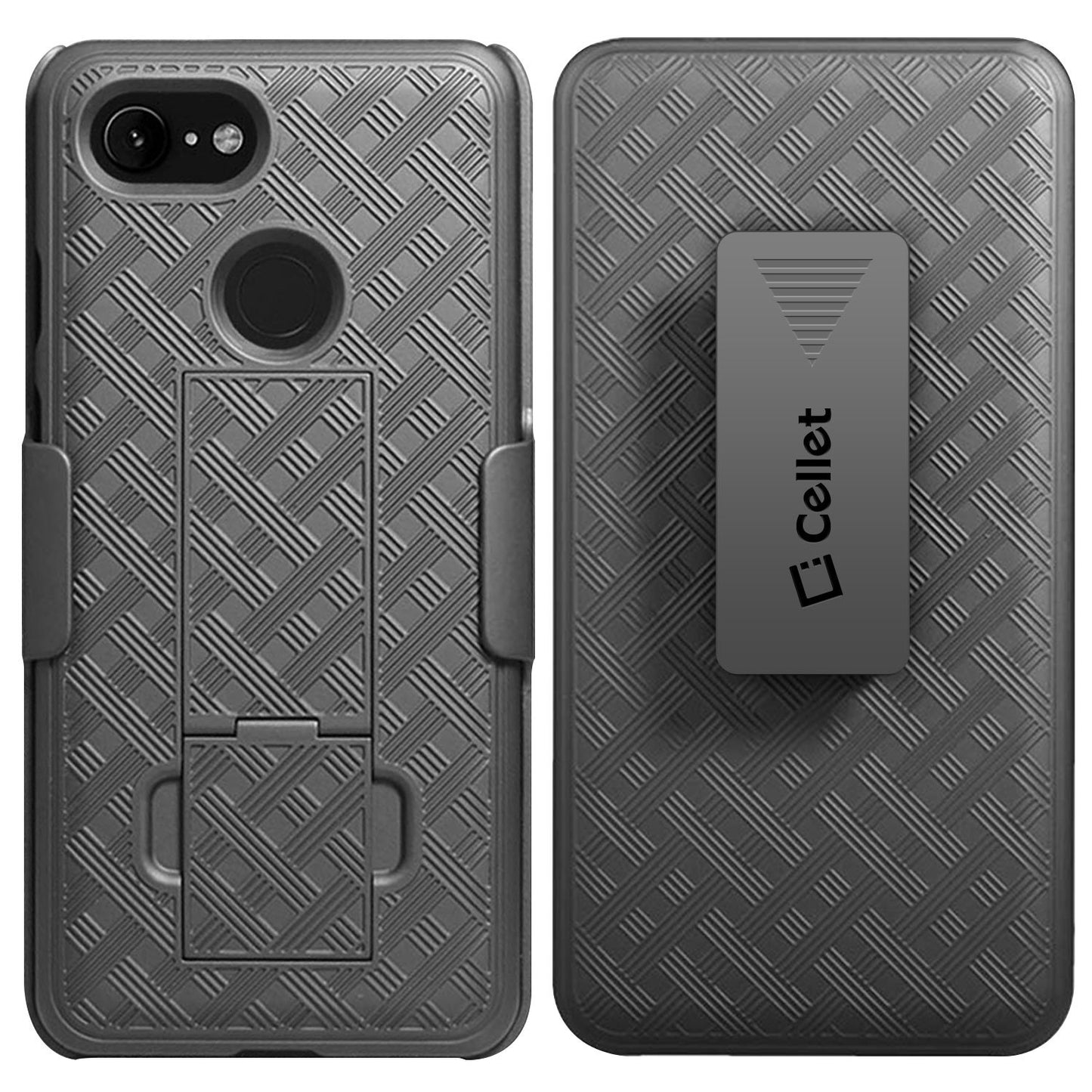 HLGOOPXL3- Cellet, Google Pixel 3 XL Holster Case, Heavy Duty Holster Kickstand Case with 180 Rotation Spring Belt Clip (Google Pixel 3 XL)