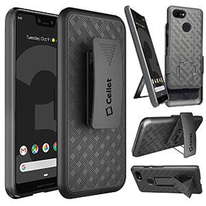 HLGOOPXL3- Cellet, Google Pixel 3 XL Holster Case, Heavy Duty Holster Kickstand Case with 180 Rotation Spring Belt Clip (Google Pixel 3 XL)